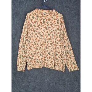Vintage Westbound II Womens 2X Long Sleeve‎ Mock Neck Floral Print T Shirt Top